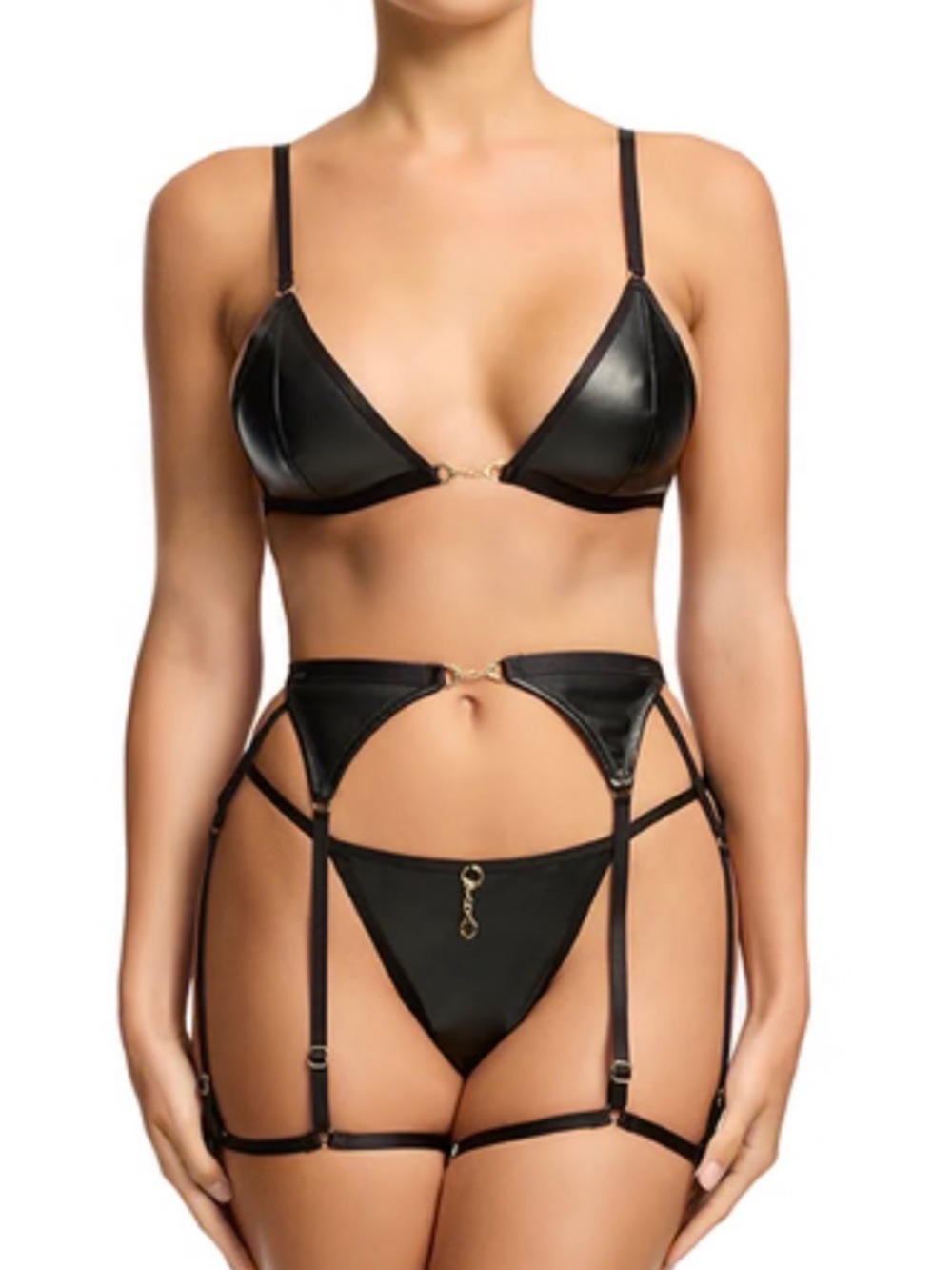 Lingerie Set (3-Piece: Bra, Harness, & Panties)